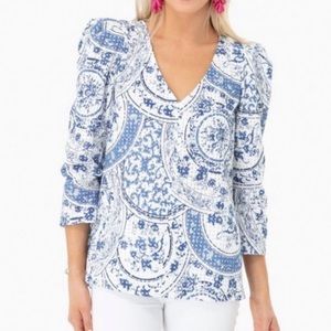 Tuckernuck China Blue Porcelain Eyelet Top